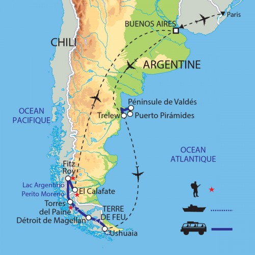 Carte : Argentine Chili - Terres australes