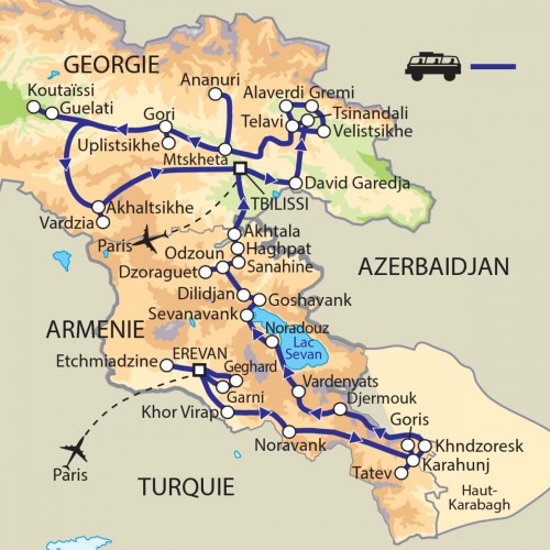 Carte : Arménie Géorgie - Le Caucase ou la terre de Dieu