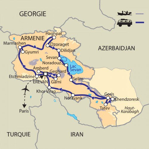 Carte : Arménie - Circuit dans le Caucase
