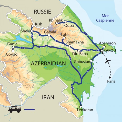 Carte : Azerbaïdjan - Autour de la mer Caspienne : terres des Zoroastriens
