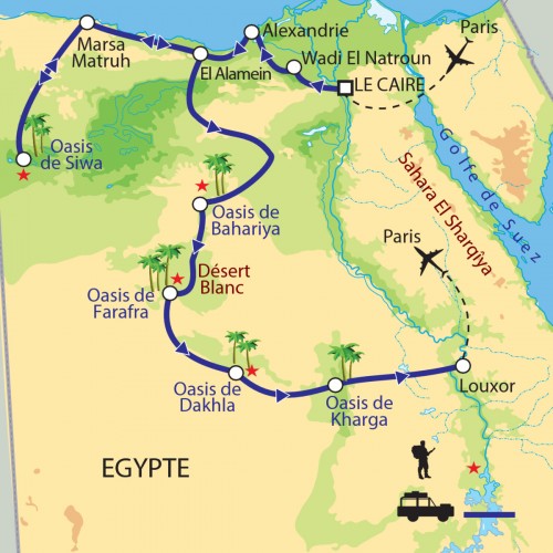 Carte : Egypte - Le désert de l'Ouest et ses oasis