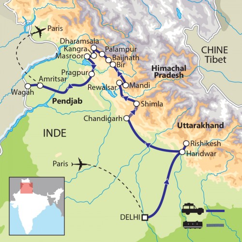Carte : Inde - Uttarakhand - Himachal Pradesh - Pendjab