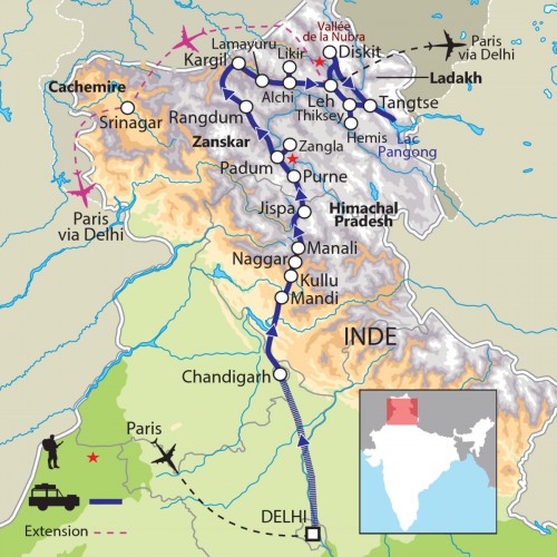 Carte : Inde - Himachal Pradesh - Zanskar - Ladakh