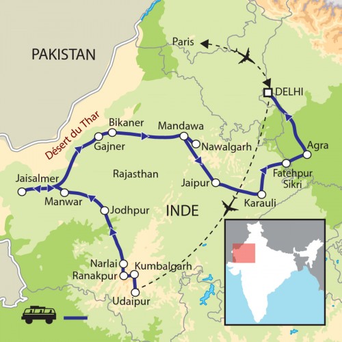 Carte : Inde - Rajasthan : Désert, princes et paysans