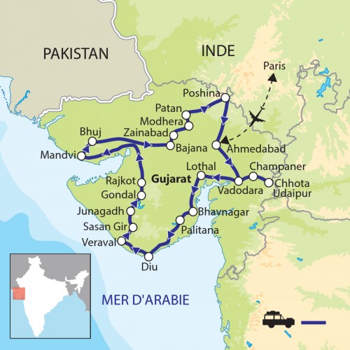 Carte : Inde - Gujarat : Trésors méconnus