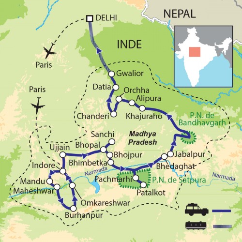 Carte : Inde - Madhya Pradesh