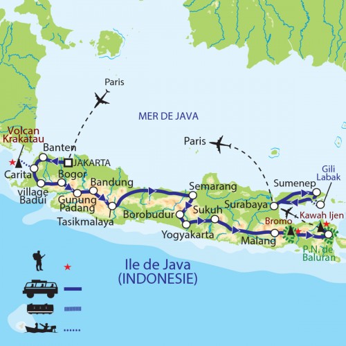 Carte : Indonésie - Java : Traversée javanaise