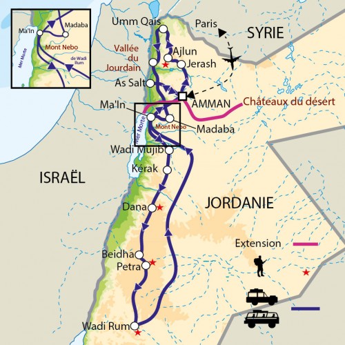Carte : Jordanie - Exploration en Jordanie