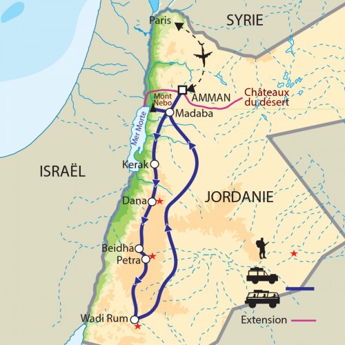 Carte : Jordanie - Exploration en Jordanie