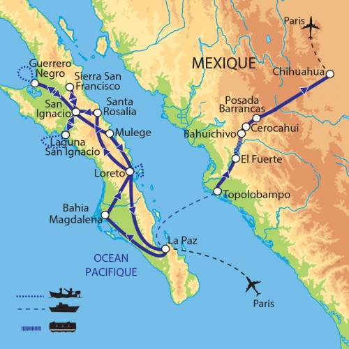 Carte : Mexique - Baleines, canyons et cactus