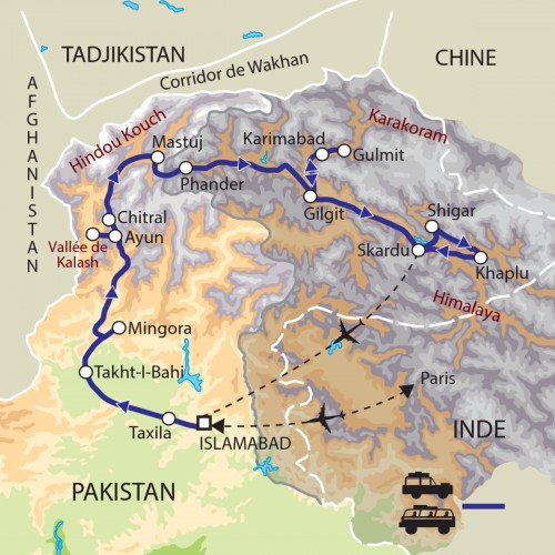 Carte : Pakistan - Rives de l'Indus et Karakorum