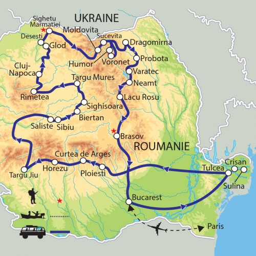 Carte : Roumanie - Du Delta du Danube à la Bucovine