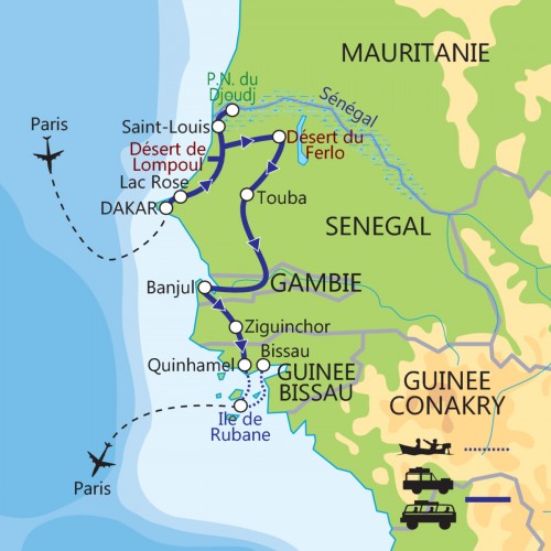 Carte : Sénégal Guinée-Bissau - Côte Ouest Africaine