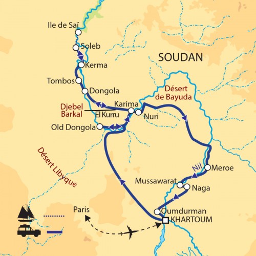 Carte : Soudan - Royaumes antiques et déserts de Nubie