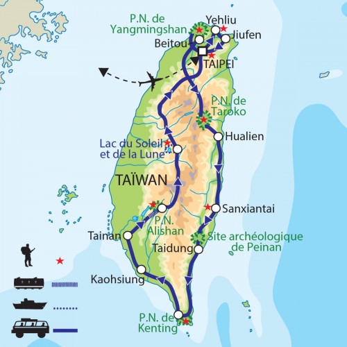 Carte : Taïwan - Le grand tour formosan
