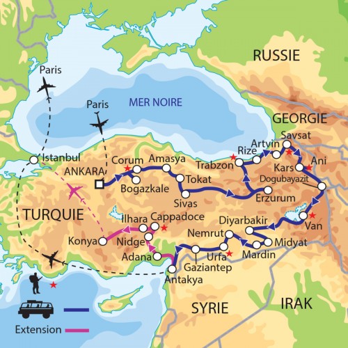 Carte : Turquie - En Anatolie Orientale, d'Ankara à Adana