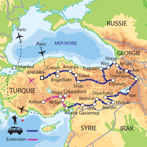 Carte : Turquie - En Anatolie Orientale, d'Ankara à Adana